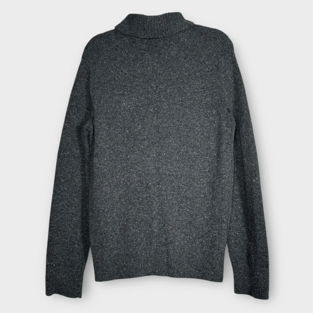 Banana Republic‎ Mens Shawl Collar Wool Silk Zip Sweater Pockets Charcoal Medium